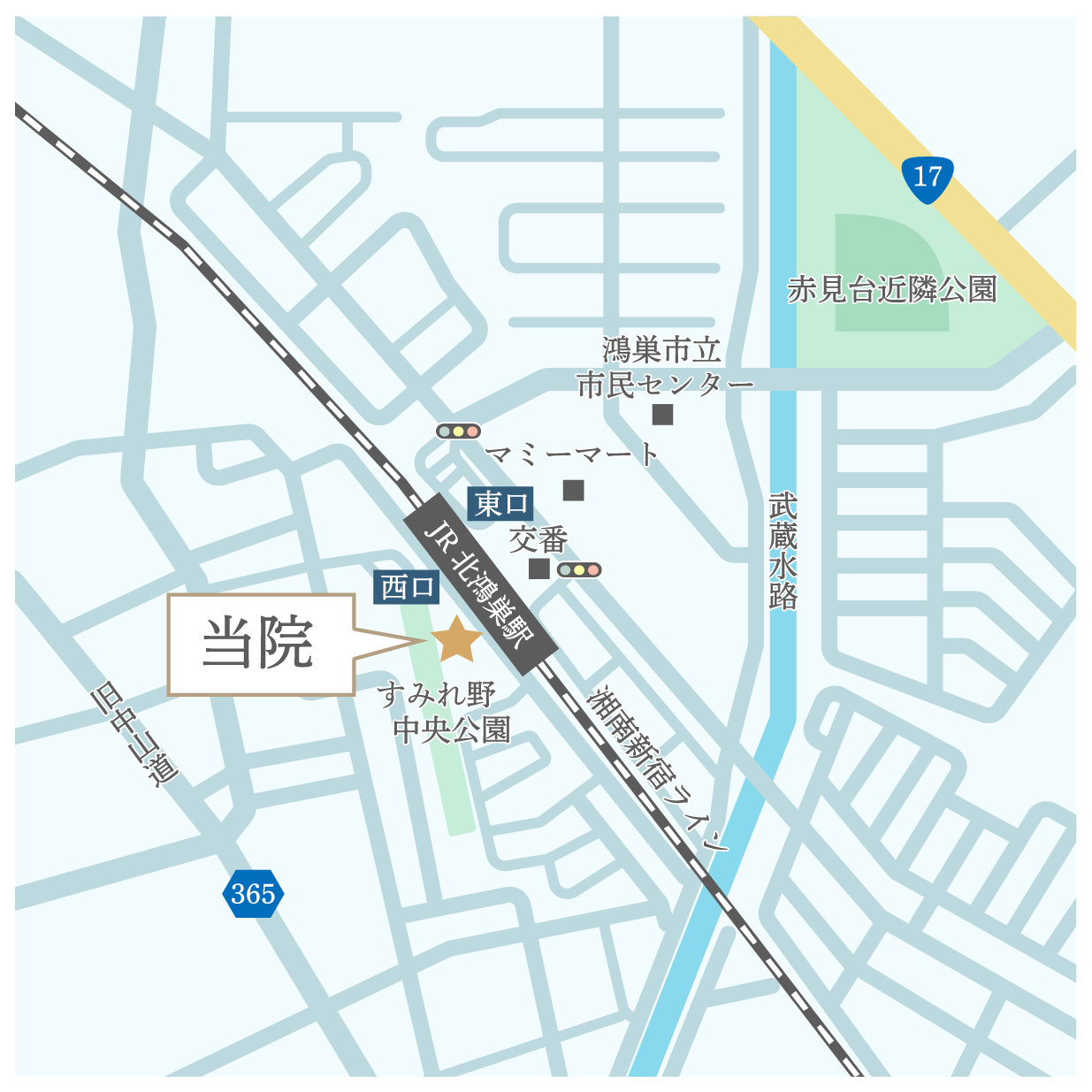北鴻巣駅前歯科医療クリニック アクセスマップ